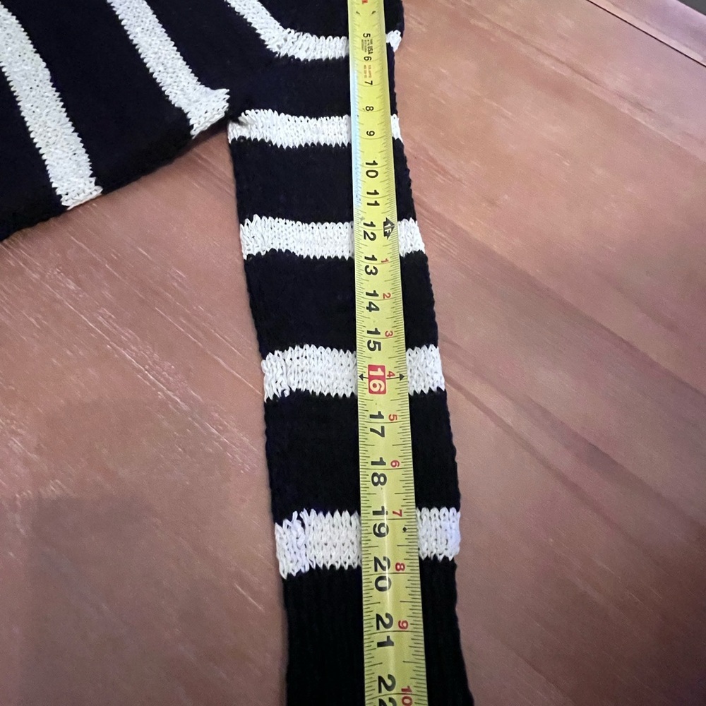 Talbots Navy White Stripe Tunic Sweater V-neck SP Preppy Coastal Grandma office - Picture 8 of 8